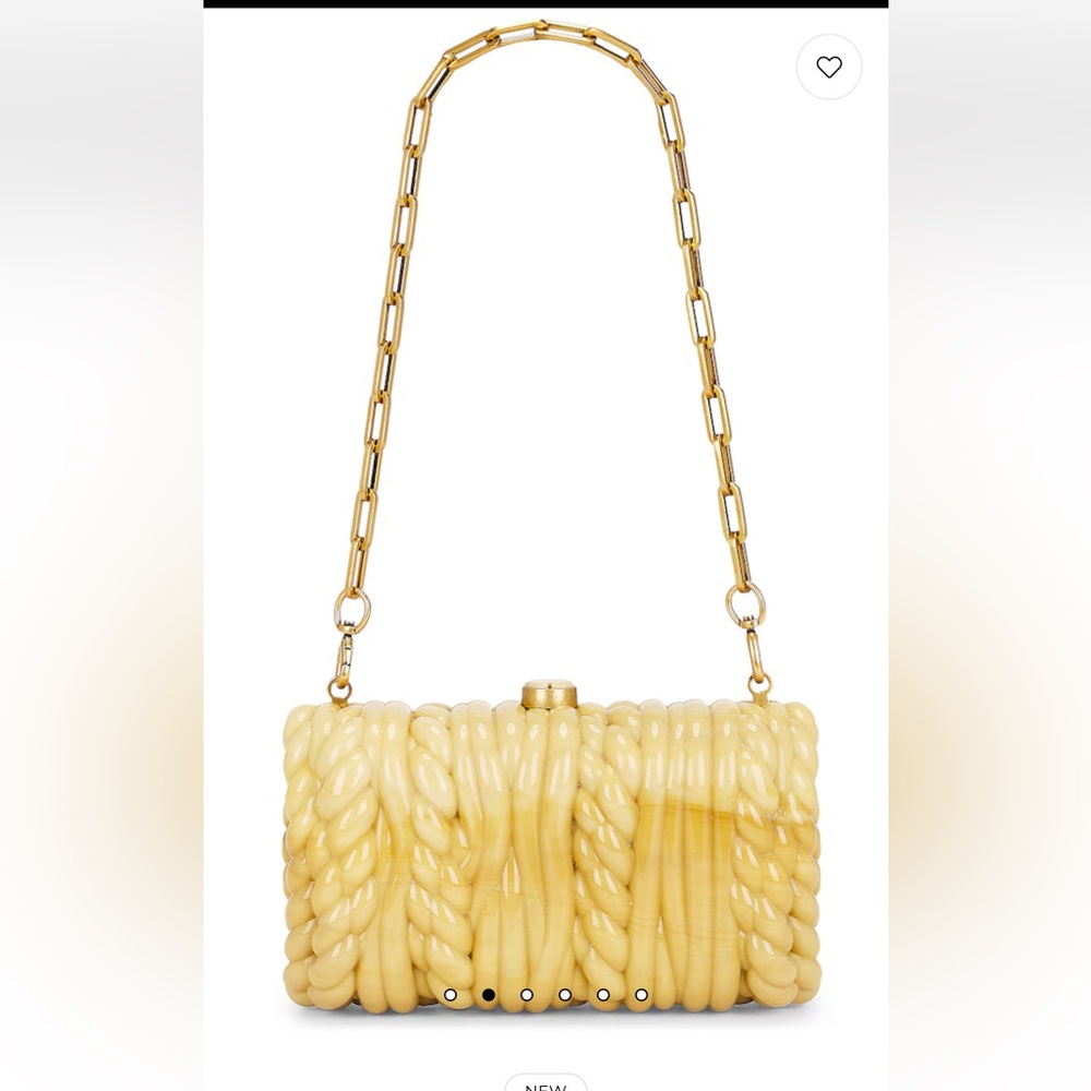 Cult Gaia $398 Helene Cornsilk Acrylic Clutch Shoulder Bag Gold Chain NWT - Picture 4 of 11